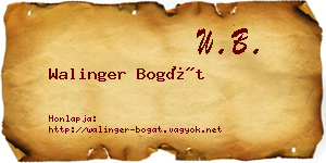 Walinger Bogát névjegykártya